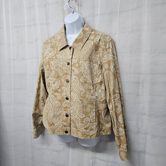 Croft & Barrow Tan Paisley Boho Cotton Preppy Trucker Jacket 18 - Picture 8 of 15